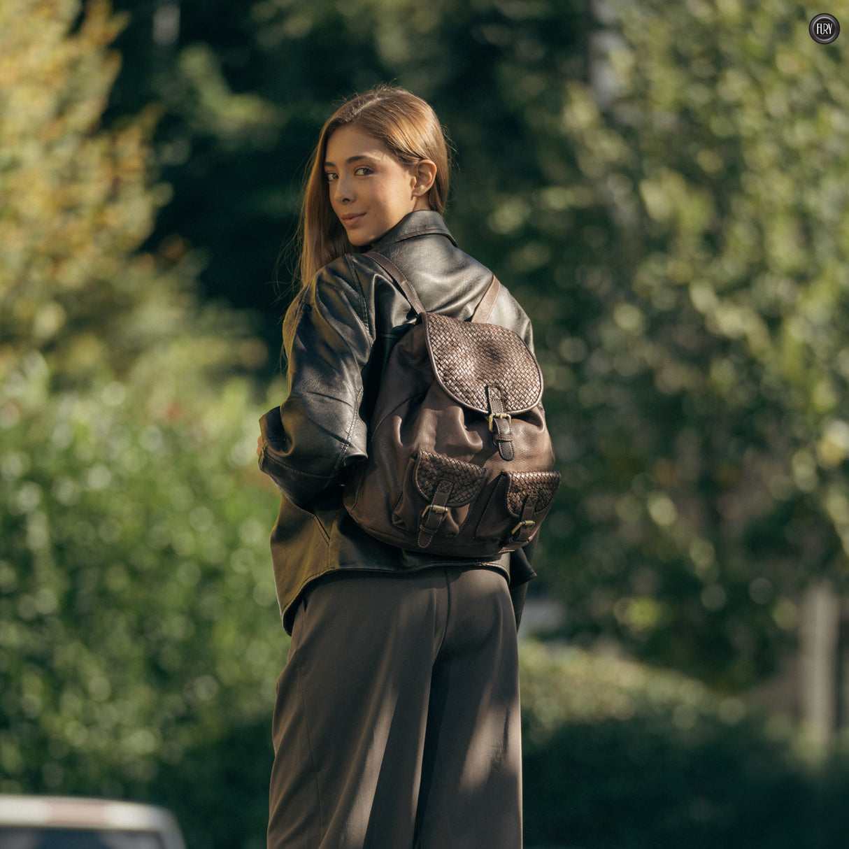 Zaino Lorenzo in pelle intrecciata