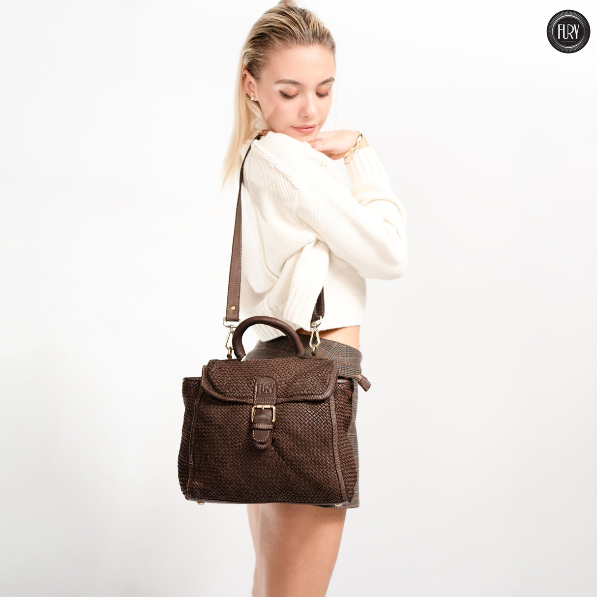 Borsa Camilla in pelle intrecciata