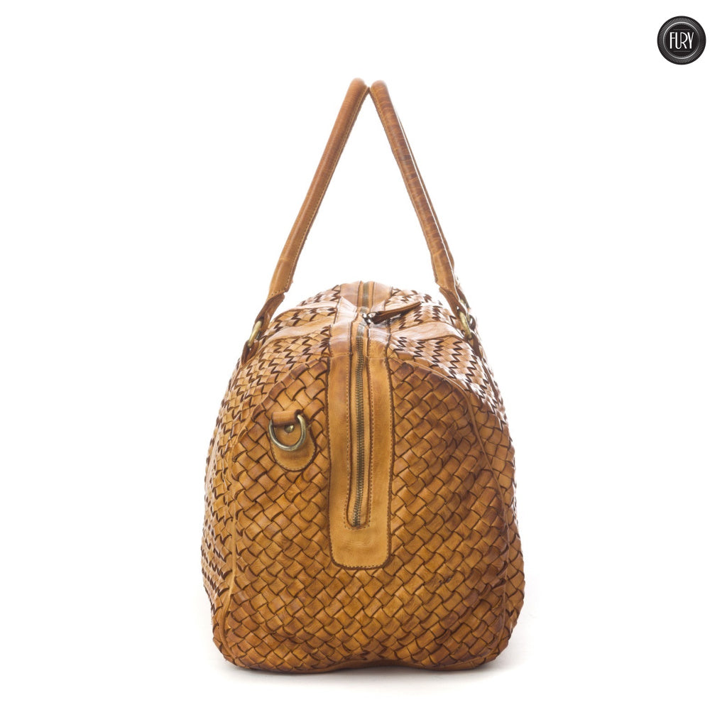 Borsone Orfeo in pelle intrecciata