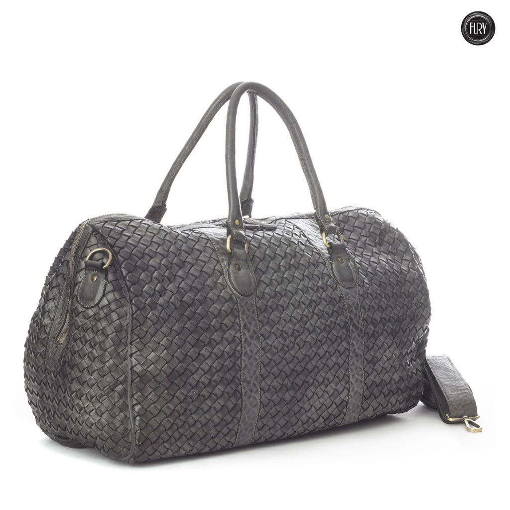 Borsone Orfeo in pelle intrecciata