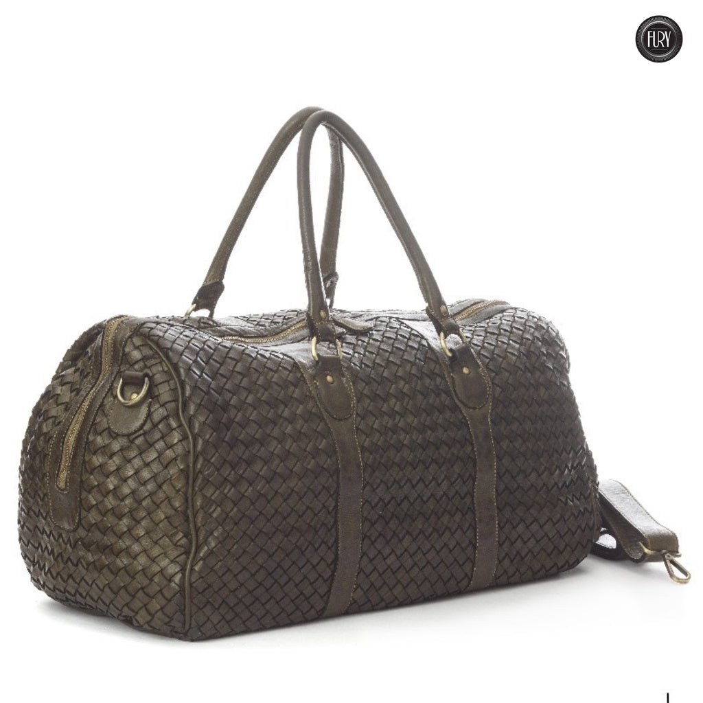 Borsone Orfeo in pelle intrecciata