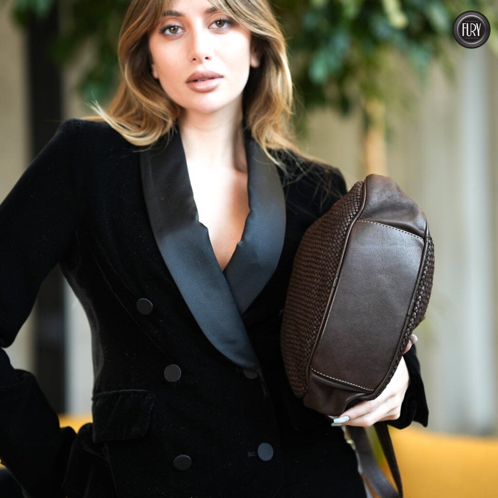 Borsa a spalla Ginger in pelle intrecciata Fury