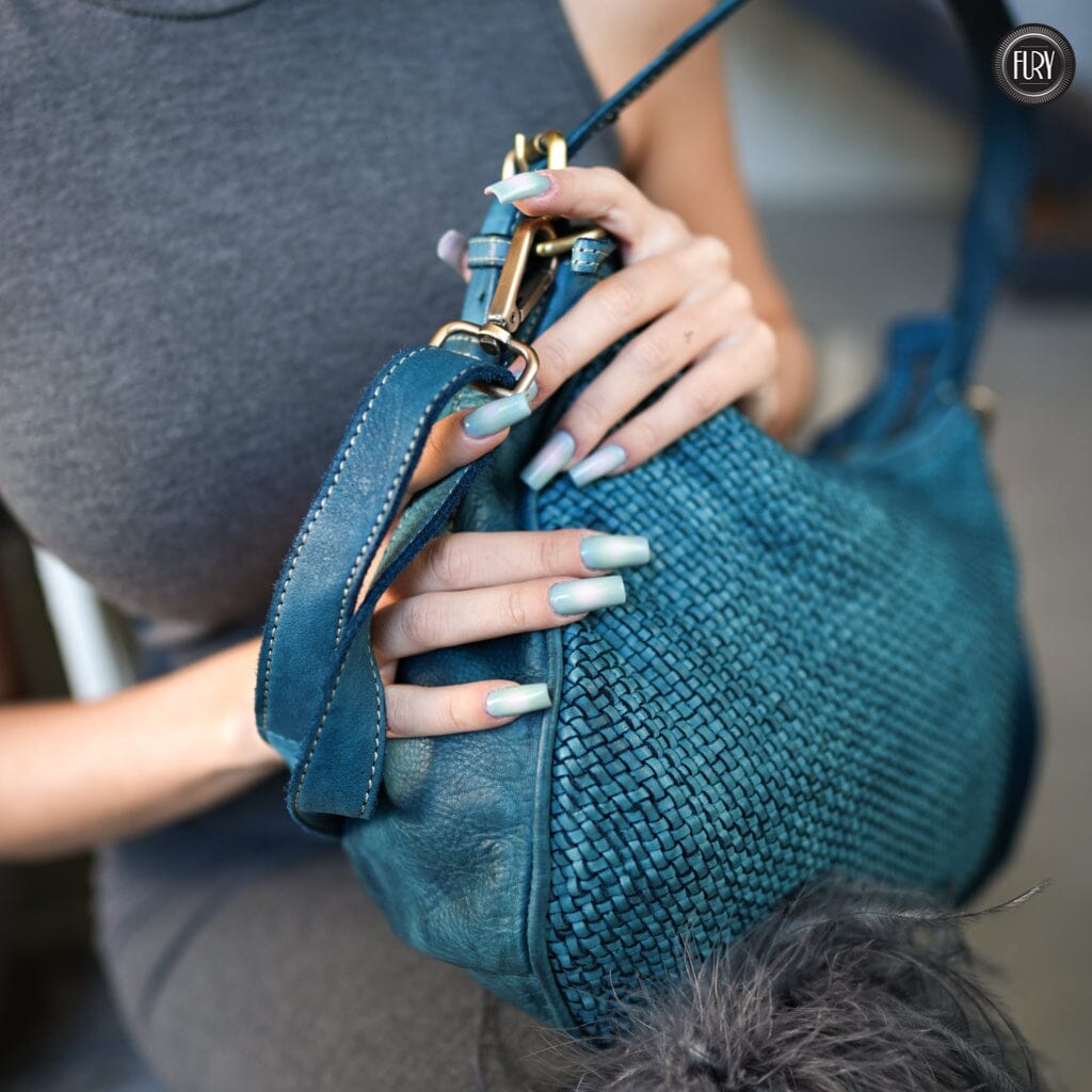 Borsa a spalla Ginger in pelle intrecciata Fury