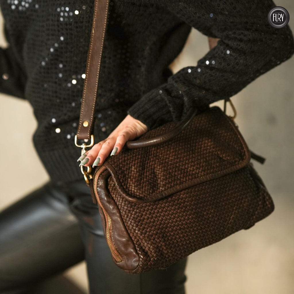 Borsa Siena Maxi in pelle intrecciata Fury