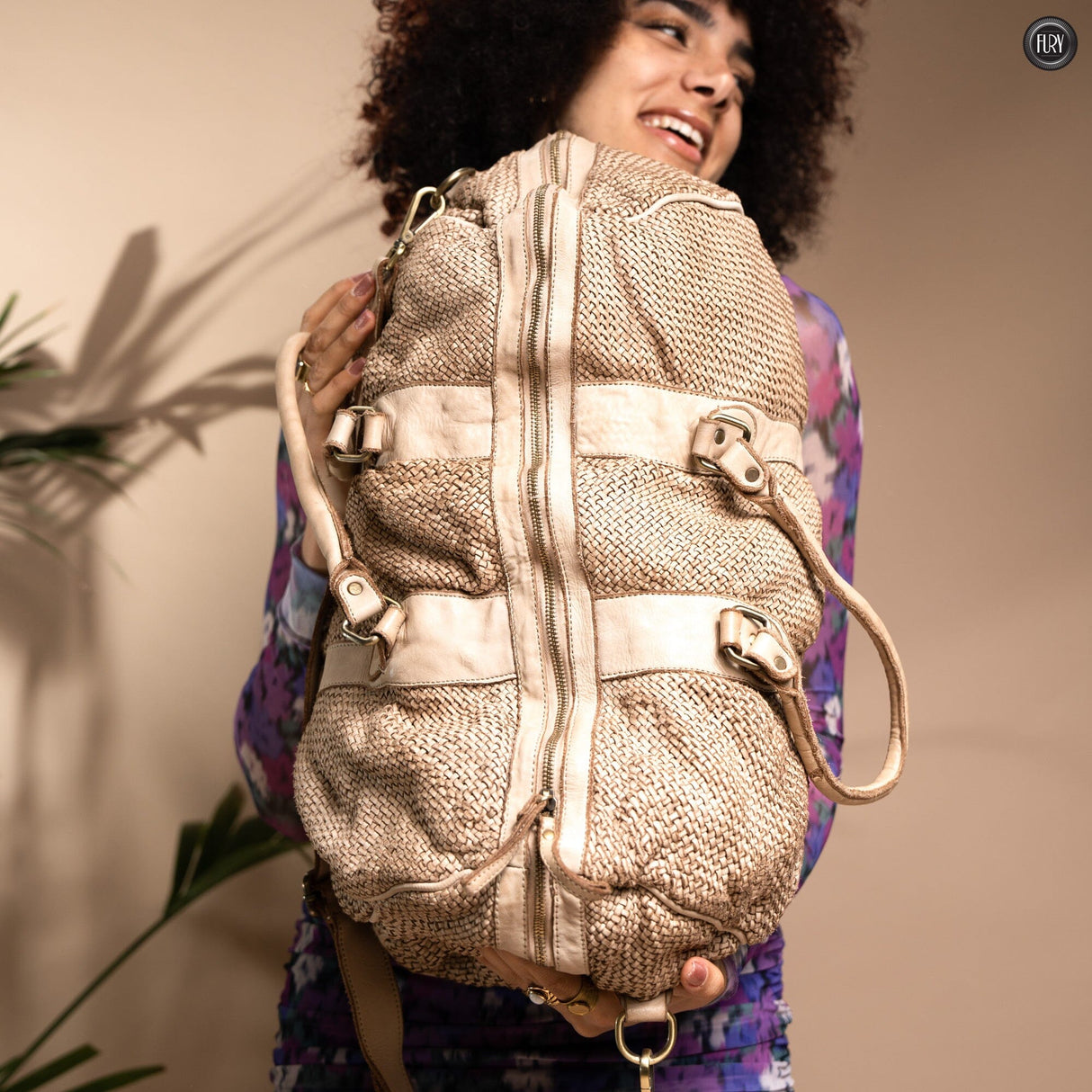 Borsone Magellano in pelle intrecciata Fury