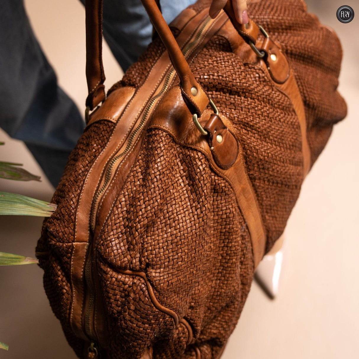 Borsone Magellano in pelle intrecciata Fury