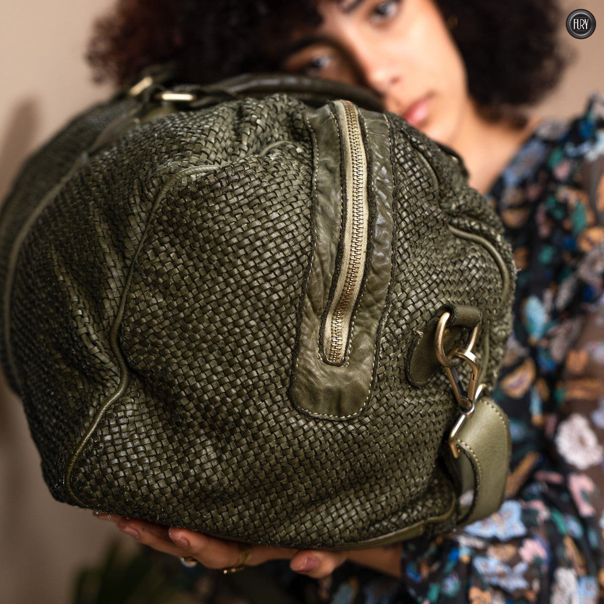 Borsone Magellano in pelle intrecciata Fury