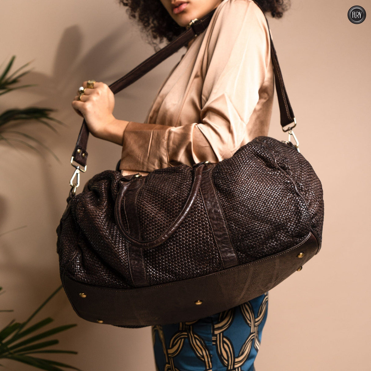 Borsone Magellano in pelle intrecciata Fury