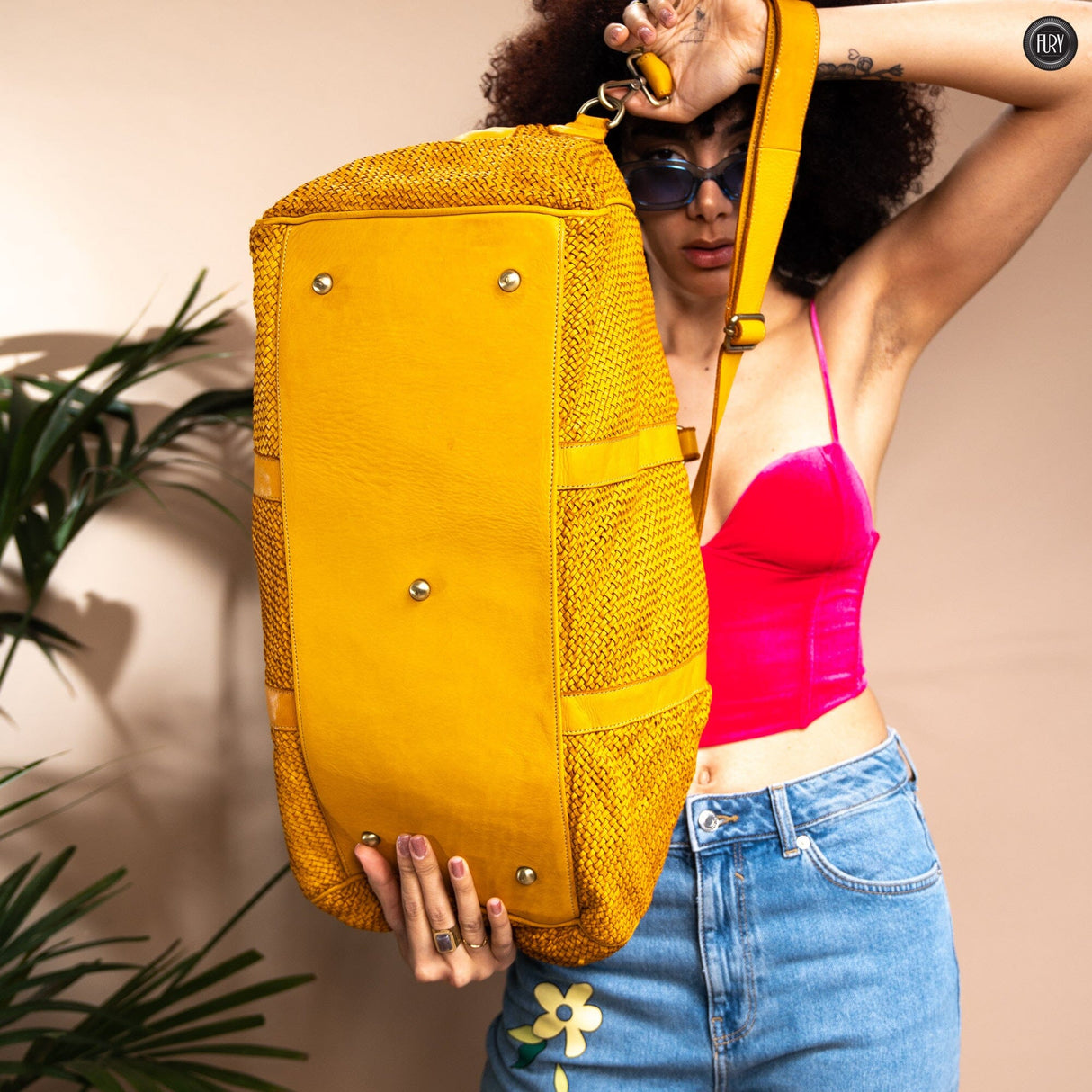 Borsone Magellano in pelle intrecciata Fury