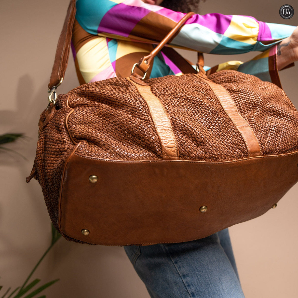 Borsone Magellano in pelle intrecciata Fury