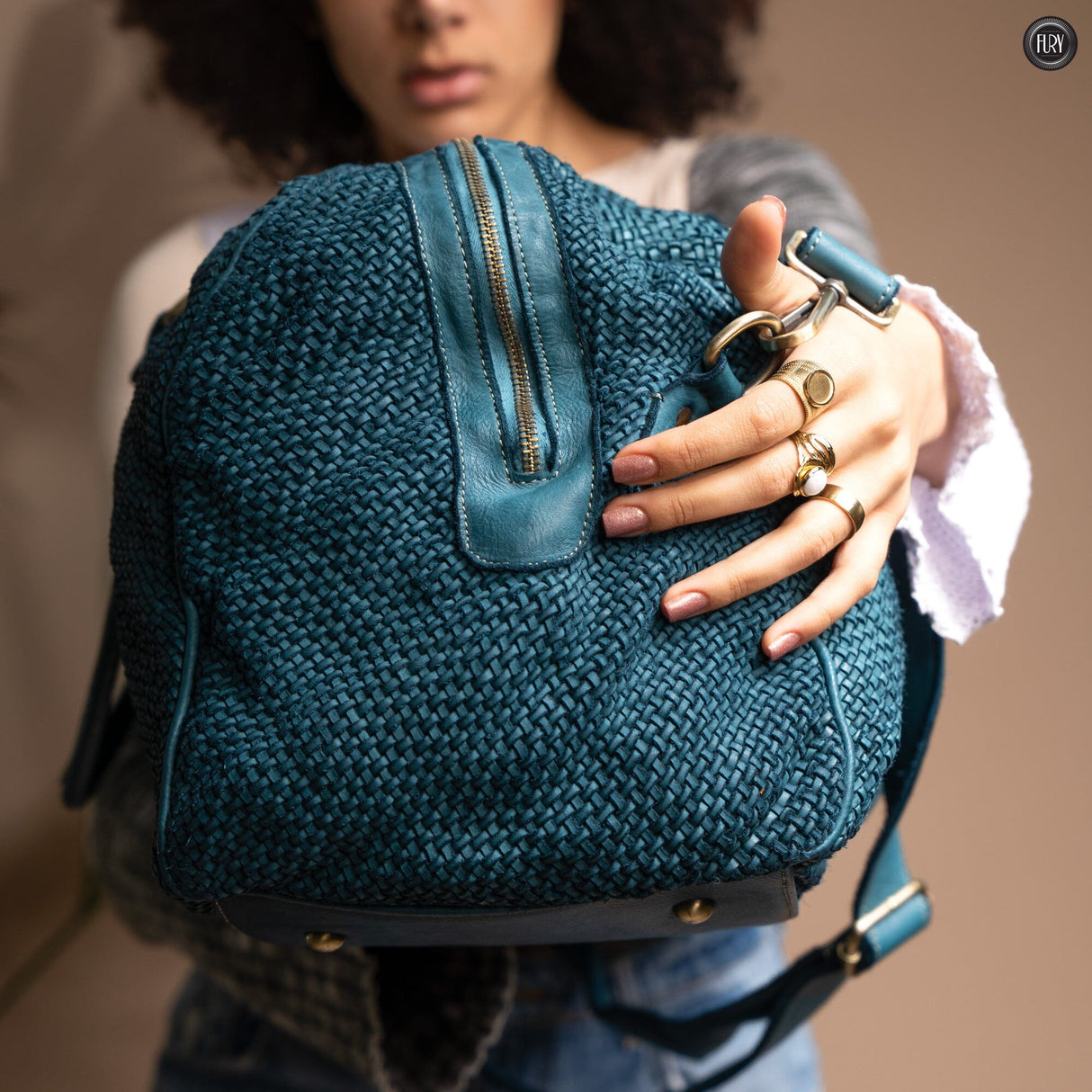 Borsone Magellano in pelle intrecciata Fury