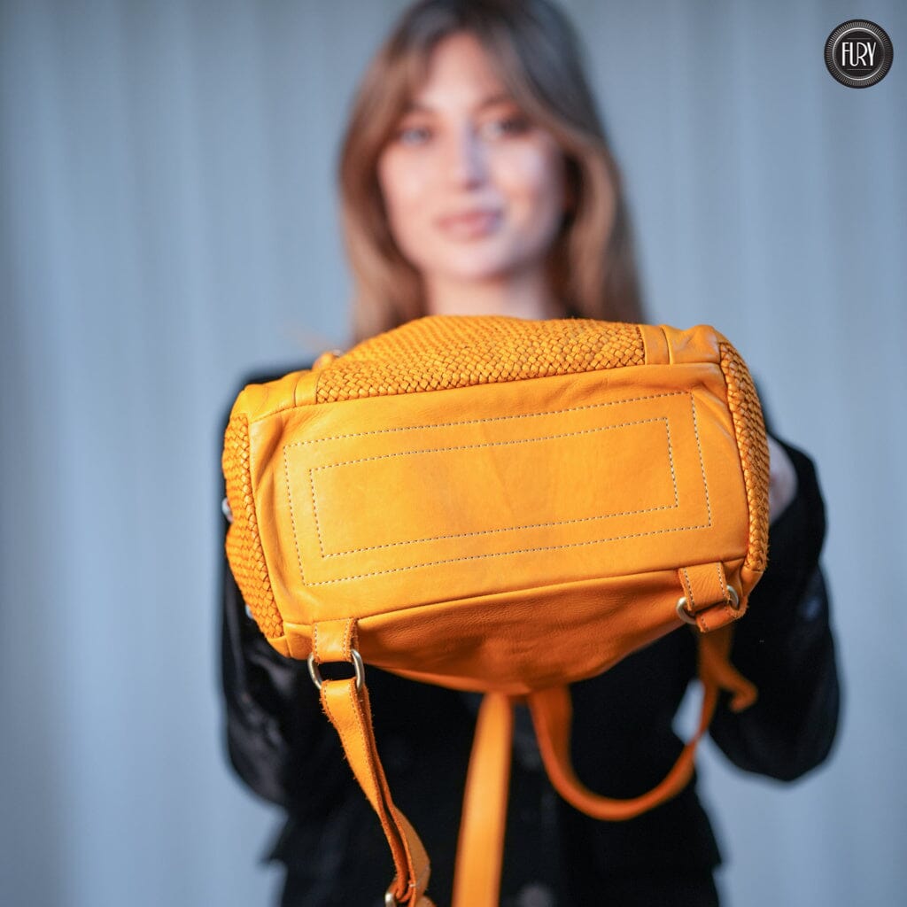 Zainetto multitasche in pelle intrecciata Fury