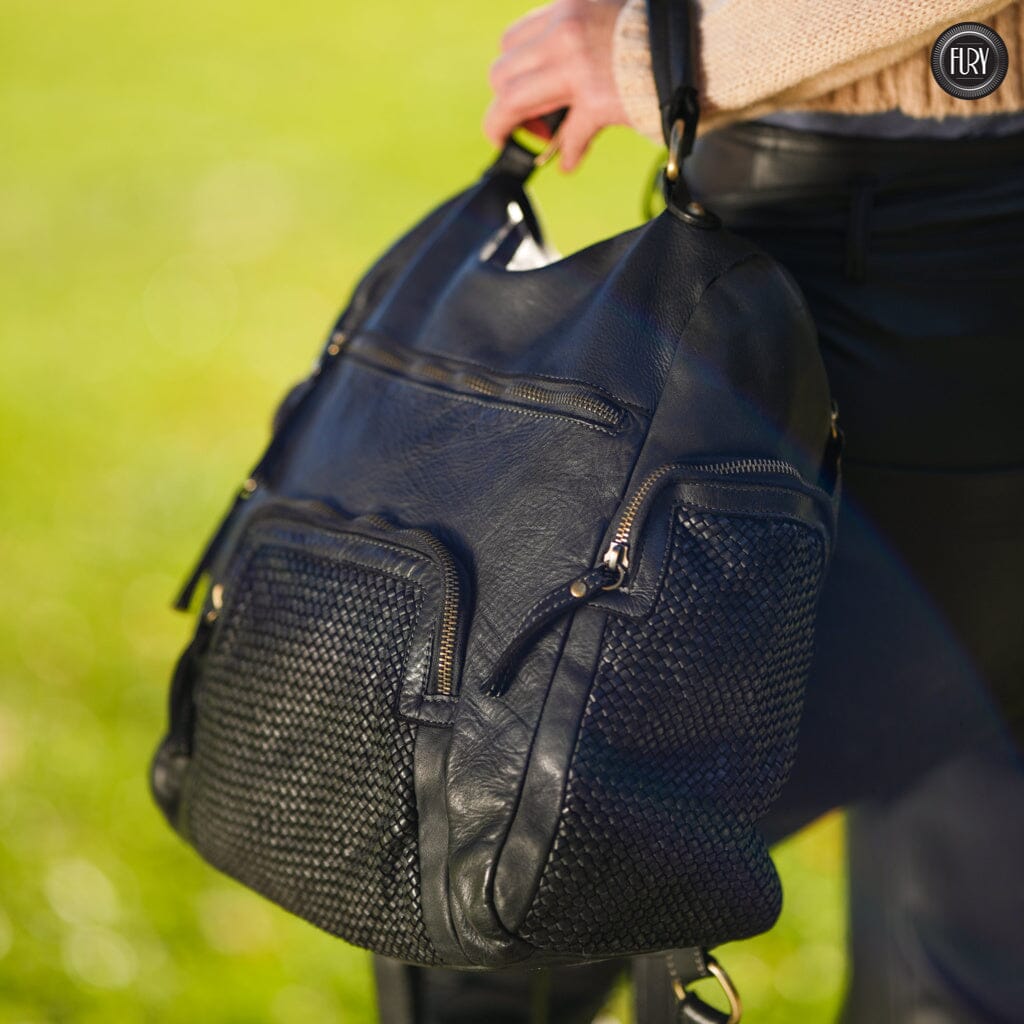 Zainetto multitasche in pelle intrecciata Fury