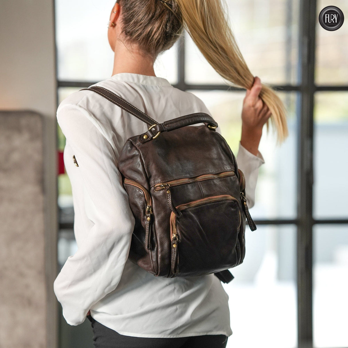 Zainetto multitasche in pelle Fury Bags