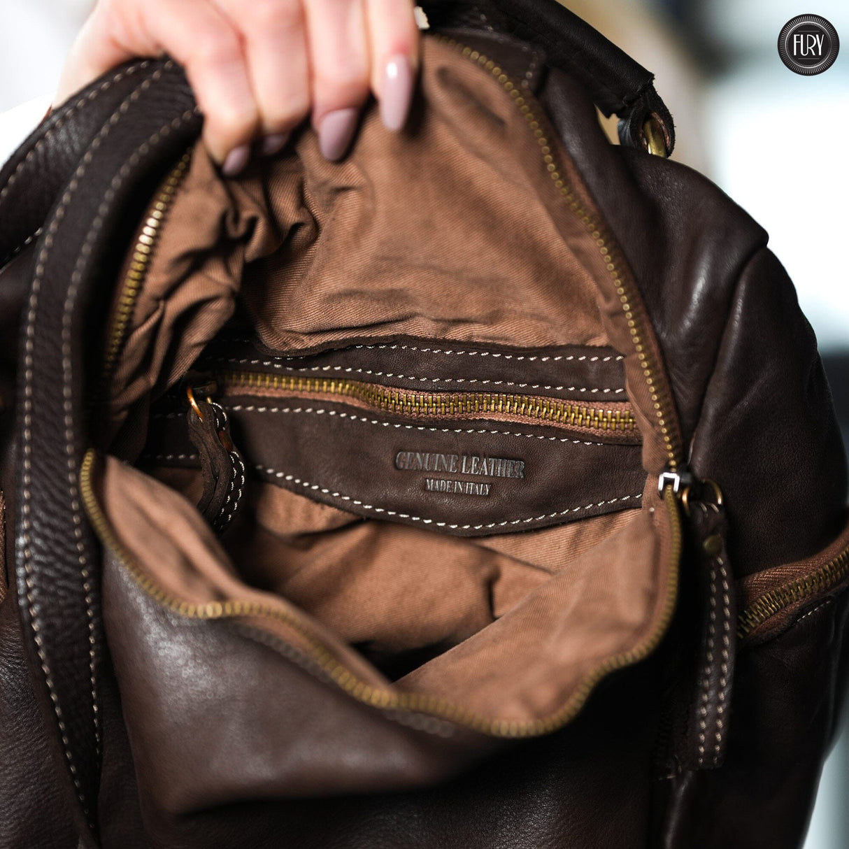 Zainetto multitasche in pelle Fury Bags