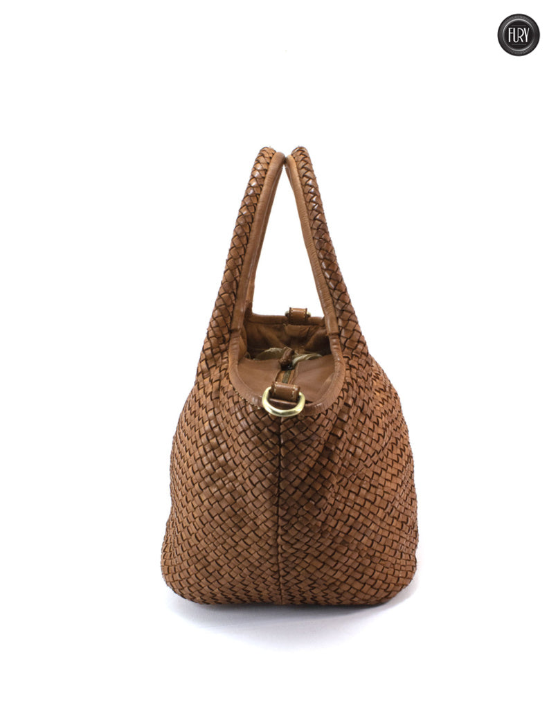 Borsa Alba Maxi in pelle intrecciata