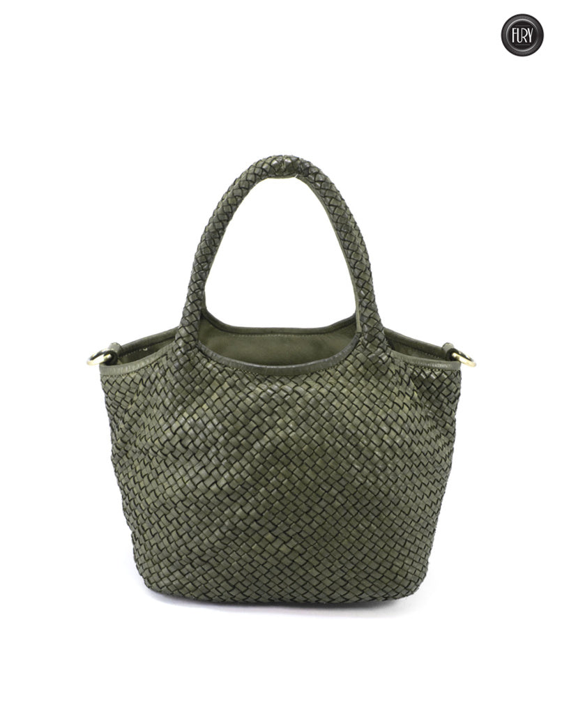 Borsa Alba Maxi in pelle intrecciata