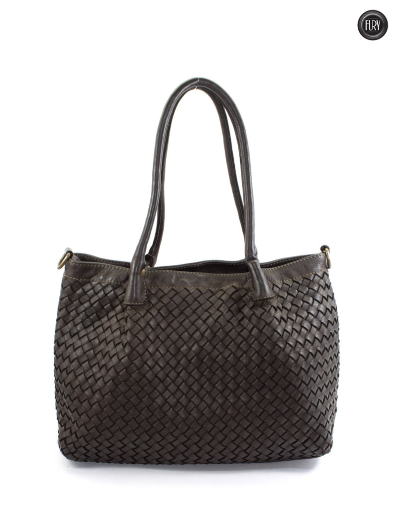 Borsa Caterina Riva in pelle intrecciata