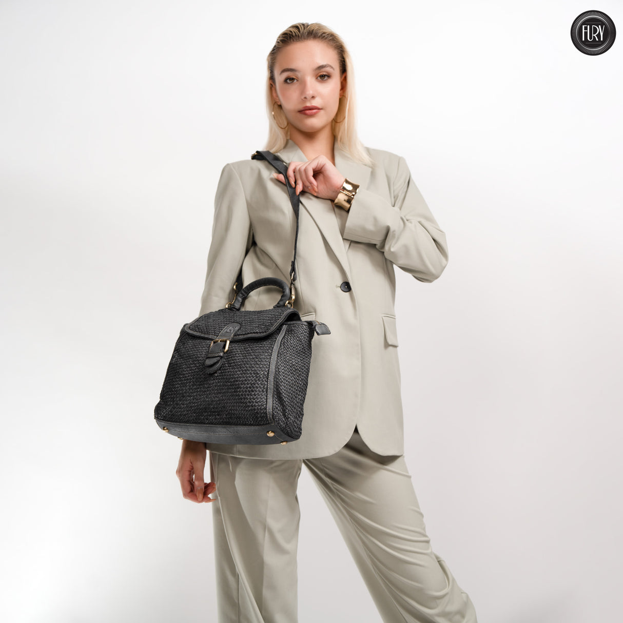 Borsa Camilla in pelle intrecciata