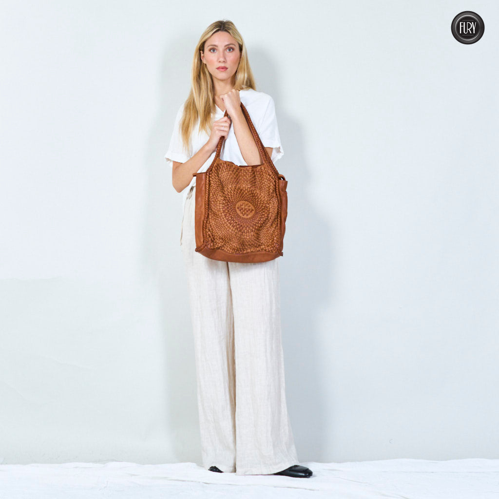 Borsa Elettra in pelle intrecciata