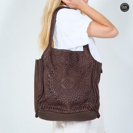 Borsa Elettra in pelle intrecciata