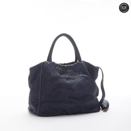 Borsa Prime in pelle intrecciata Fury Bags#colore_blu