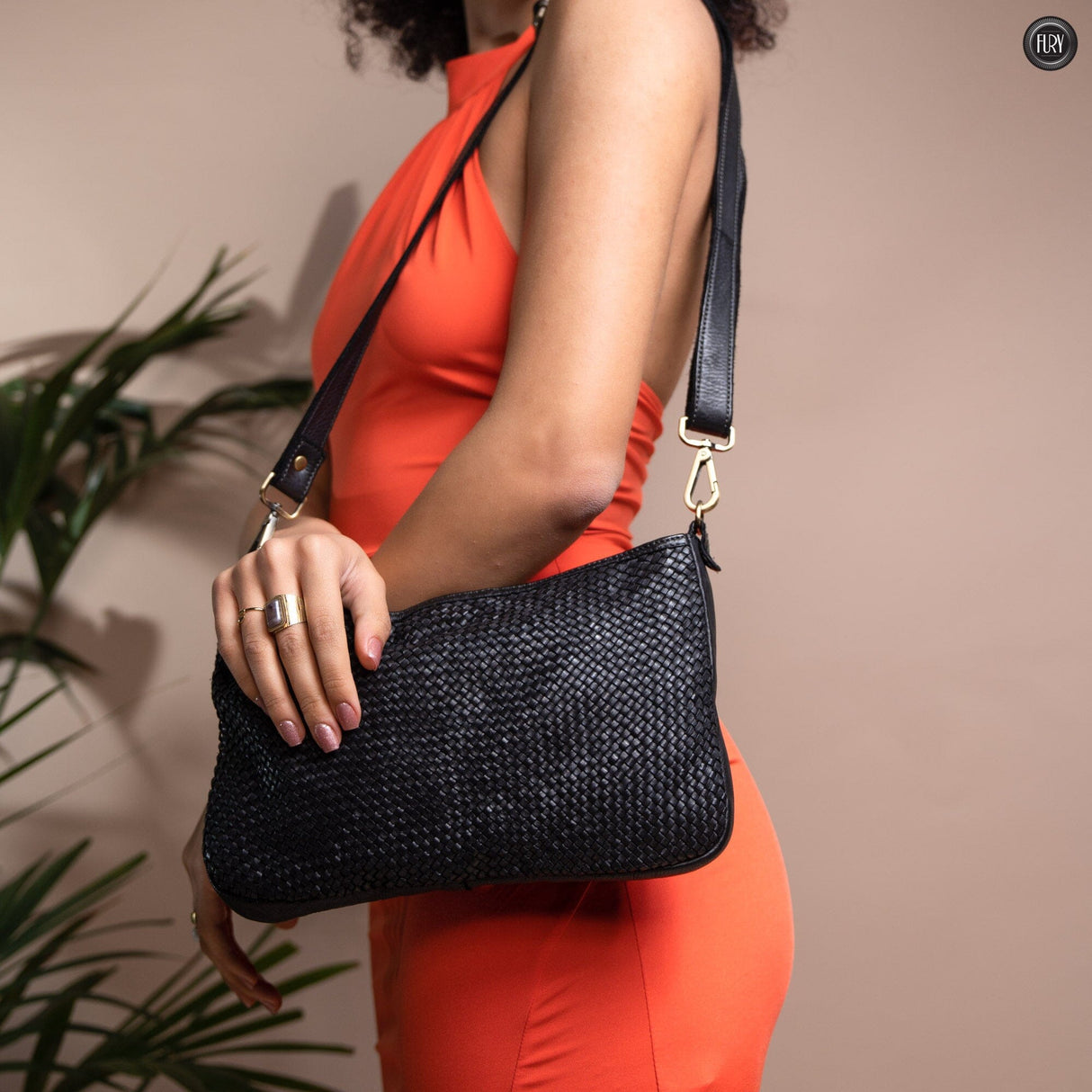 Pochette Diana in pelle intrecciata Fury Nero