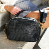 Pochette Isotta in pelle intrecciata Fury Bags#colore_nero