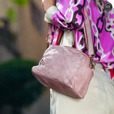 Pochette Isotta in pelle intrecciata Fury Bags#colore_cipria