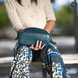 Pochette Isotta in pelle intrecciata Fury Bags#colore_ottanio