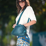 Pochette Isotta in pelle intrecciata Fury Bags#colore_ottanio