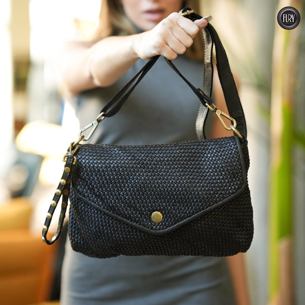 Pochette Sofia in pelle intrecciata Fury Nero