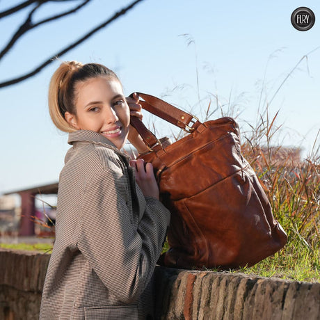 Zaino Daily unisex in pelle Fury Bags#colore_cuoio